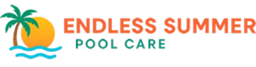 Logo with a palm tree, sun, and waves. "Endless Summer Pool Care" in orange and green.
