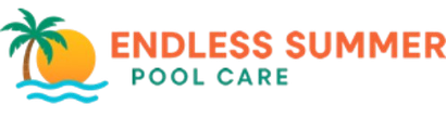 Logo with a palm tree, sun, and waves. "Endless Summer Pool Care" in orange and green.