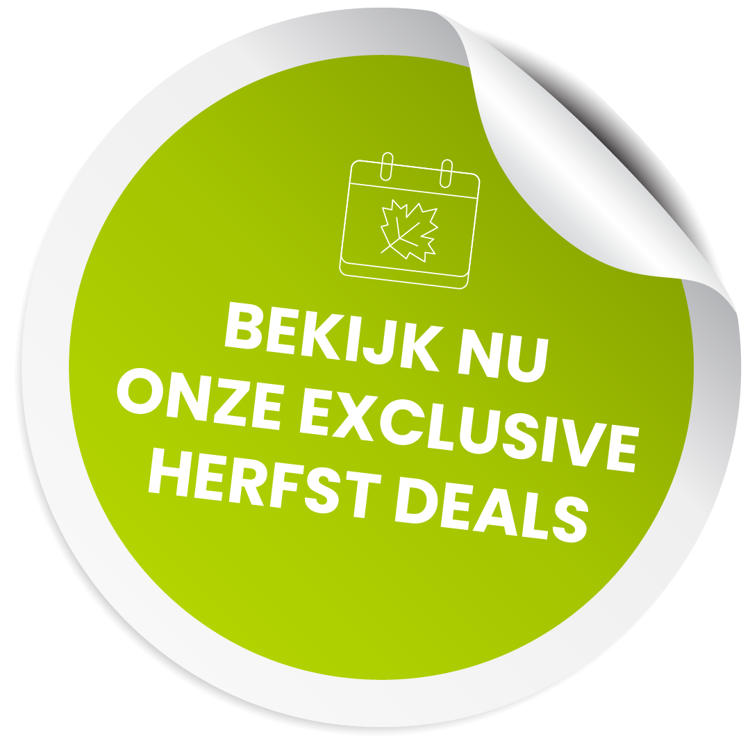 A sticker that says Herfst aanbieding