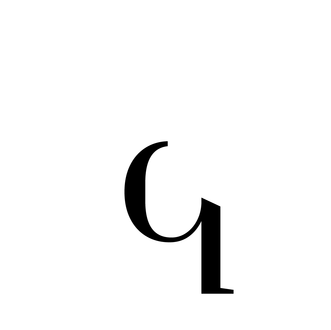 A black and white image of the letter q on a white background.