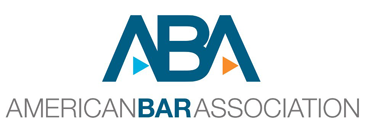 The logo for the American Bar Association is blue and white.