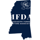 Mississippi map in navy blue with a white magnolia flower and 