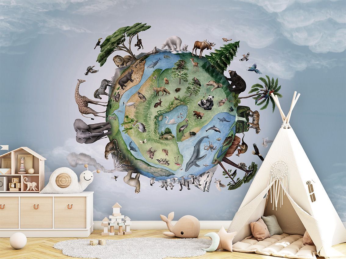 Animal Globe Ecofriendly wall prints
