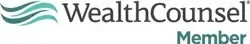WealthCounsel Member logo with teal wave graphic and dark gray text