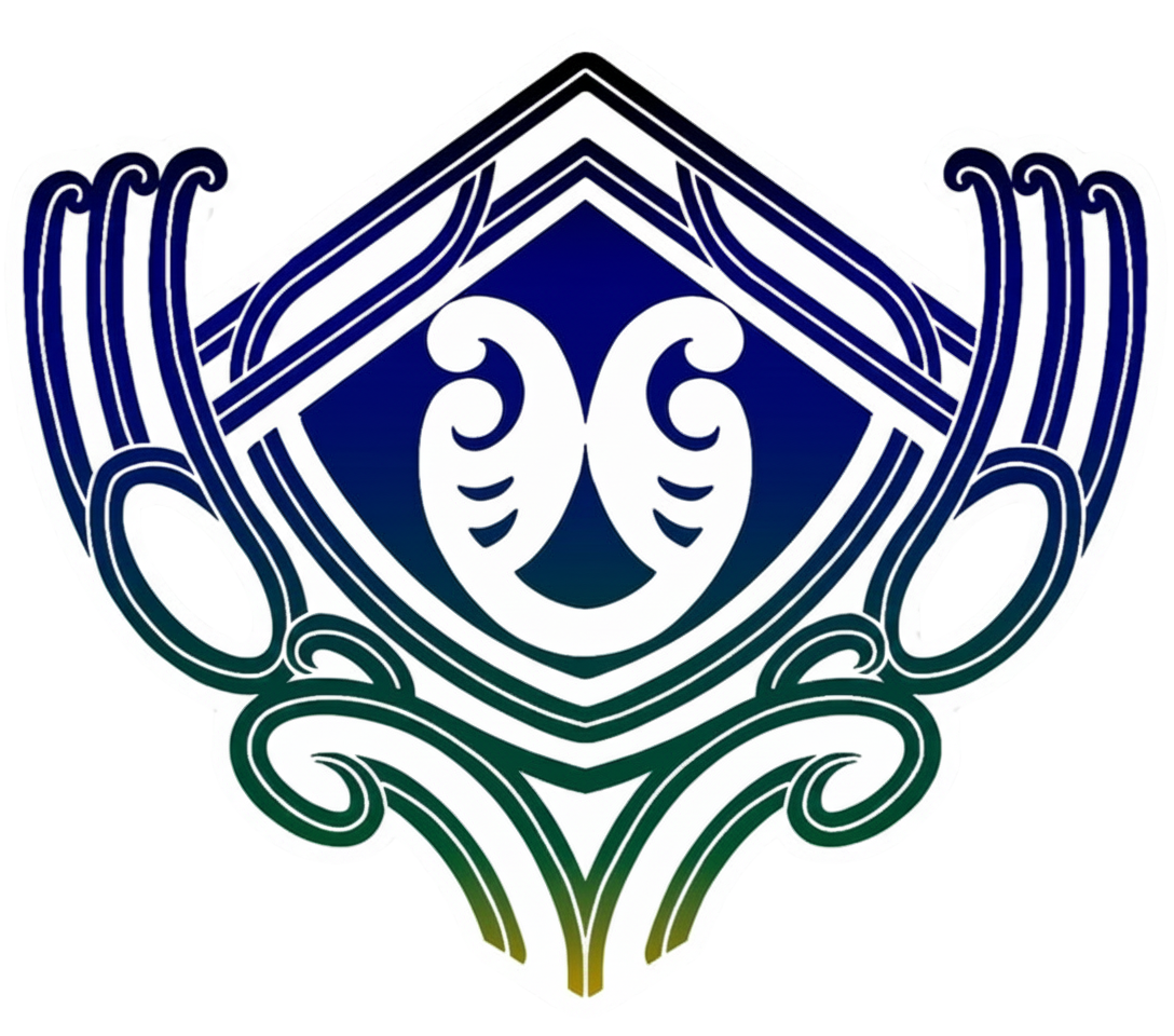 A green swirl with two eyes and a mouth on a white background.