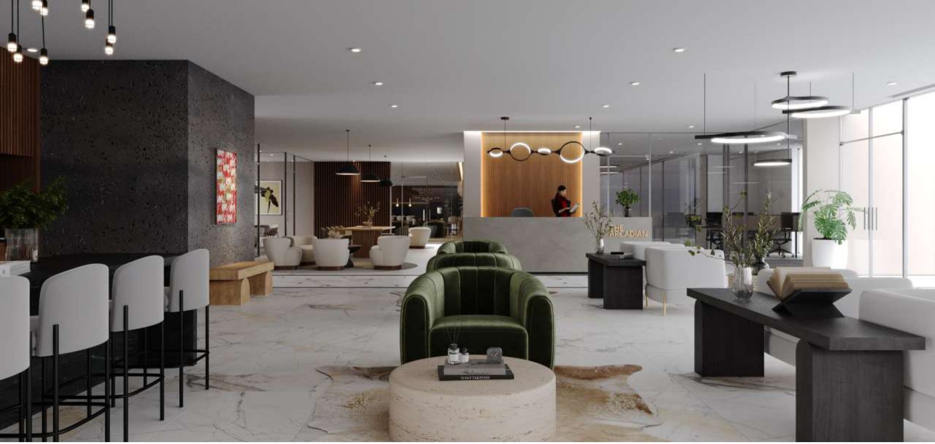 Clubhouse seating at The Arcadian in Fort Lauderdale, FL.