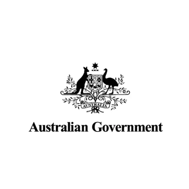 Australian Government coat of arms with kangaroo, emu, and text 