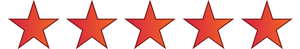 Five orange stars in a row, indicating a high rating or review.