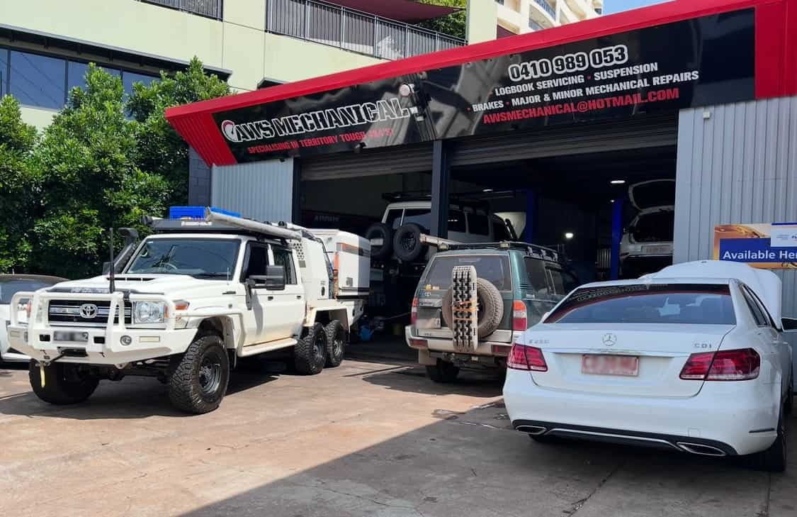 A Group of Cars Are Parked in Front of a Garage  — AWS Mechanical in Stuart Park, NT