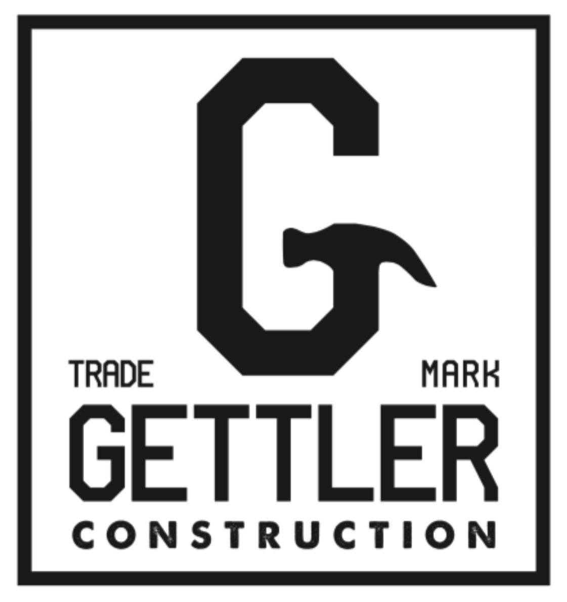 A black and white logo for trade gettler construction