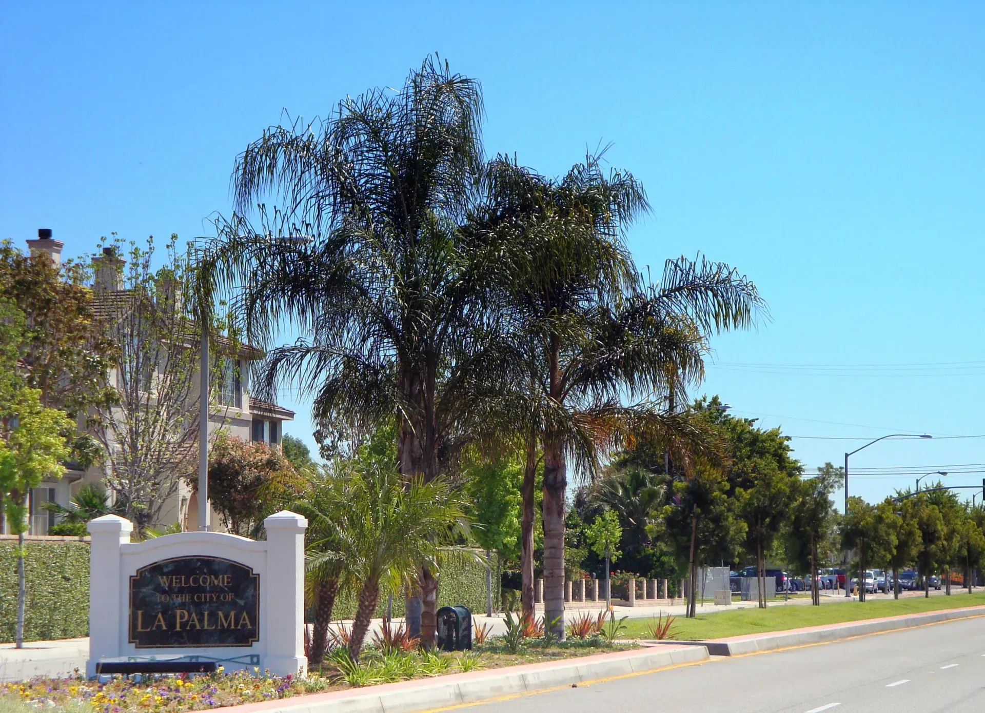 A sign on the side of the road says welcome to la palma