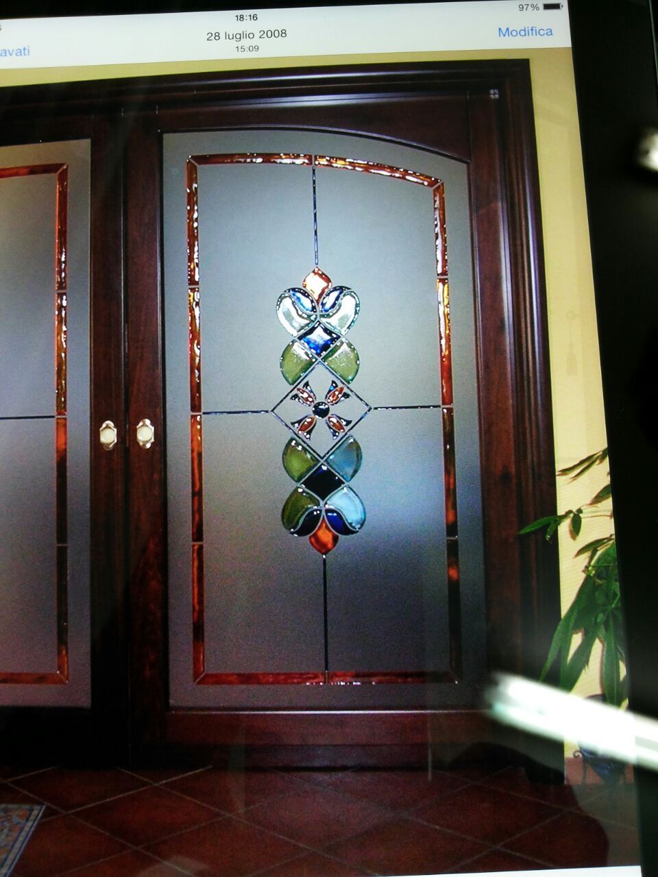 vetrata satinata e colorata
