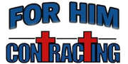 Logo reading &ldquo;For Him Contracting&rdquo; in blue and red text with a red cross incorporated into the design
