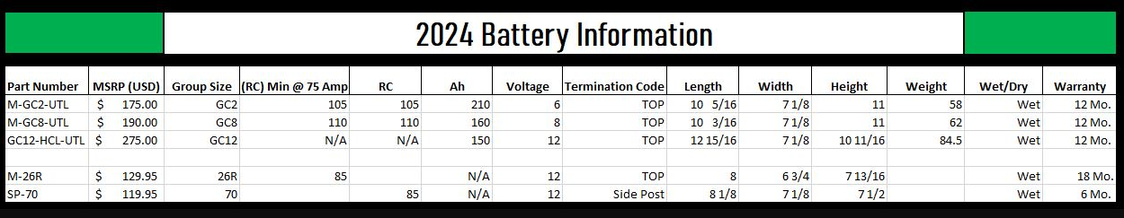 A spreadsheet shows the battery information for the year 2021