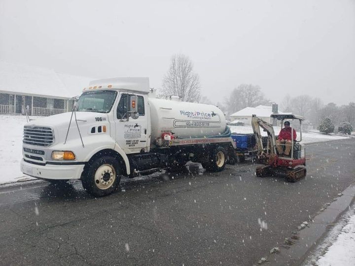 White Truck on the Side of the Road — Monroe, GA — Right Price Plumbing and Septic