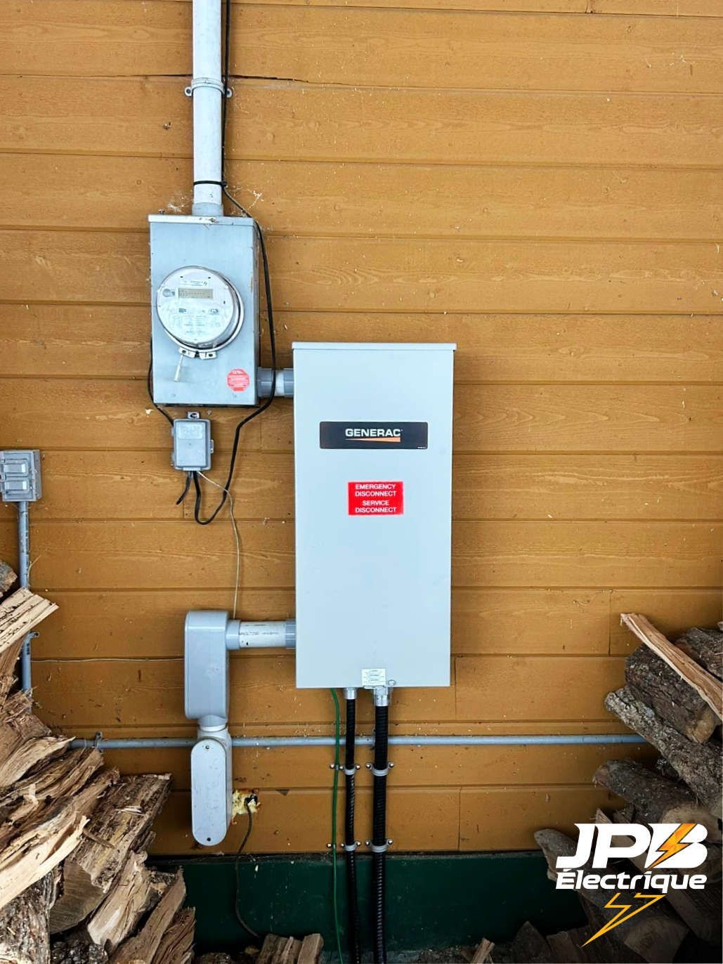 un panneau génératrice est installé sur le mur d' une maison