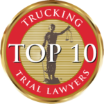 Avvo rating: 10.0 Superb. Top Rated Personal Injury badge. Circular, black and white design.