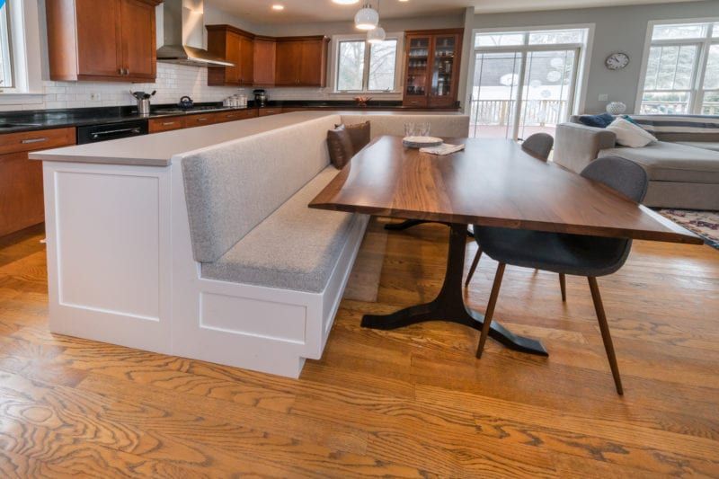 custom designed kitchen island and table from Evolution Furniture