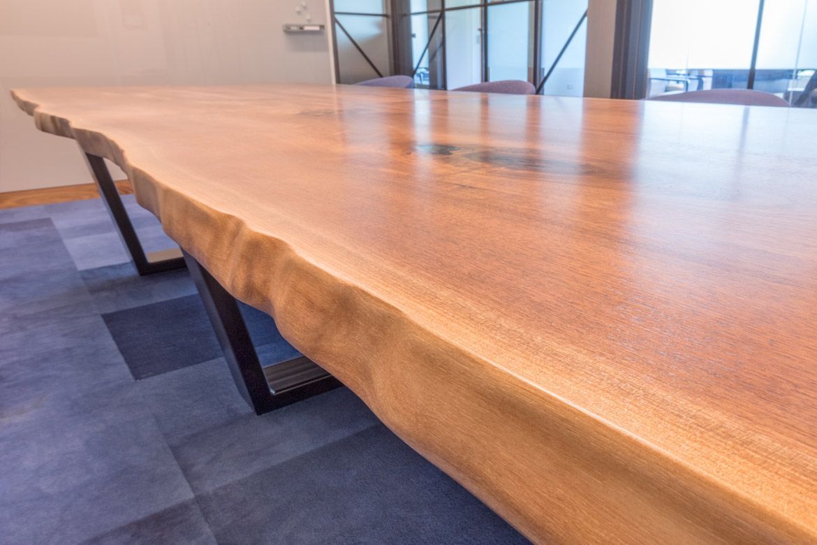 Close Up View of Detail in Live Edge Conference Table by Jones Ward Design