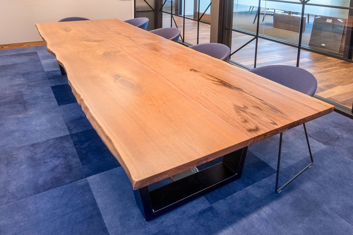 Custom Living Edge Conference Table Closeup View