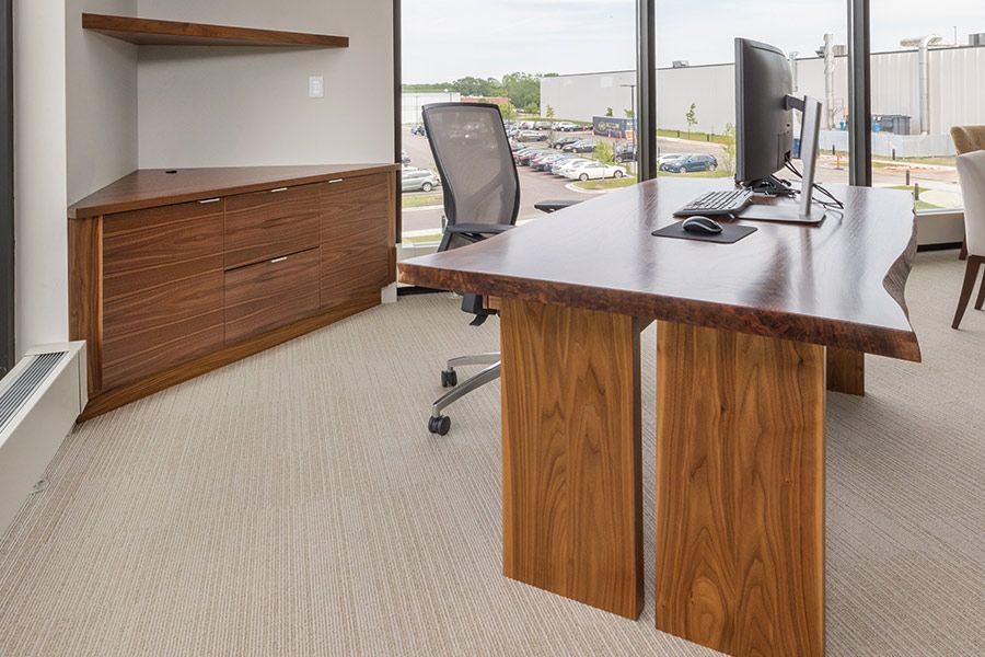 Custom Built Wooden Office Desk by Jones Ward Design Solutions