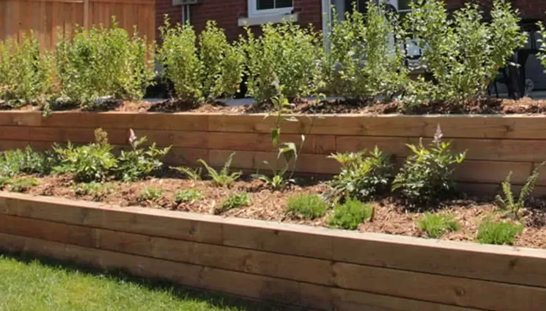 railroad tie wall