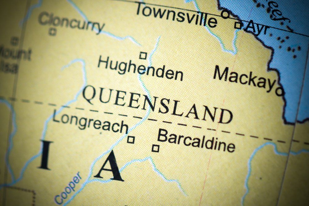 Queensland. Australia on a geography map — Huntlys Heavy Equipment in Gracemere, QLD