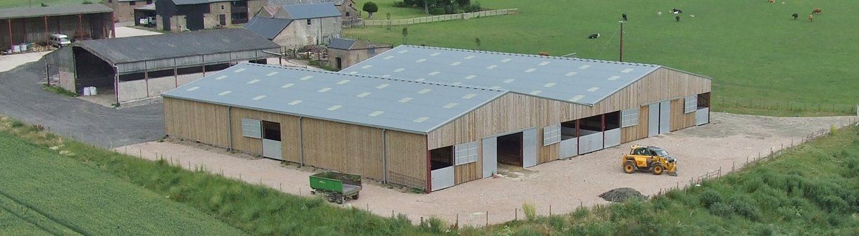 A large steel agricultural shed