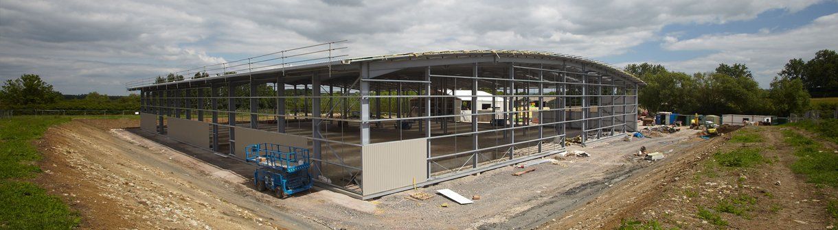 A large steelwork building