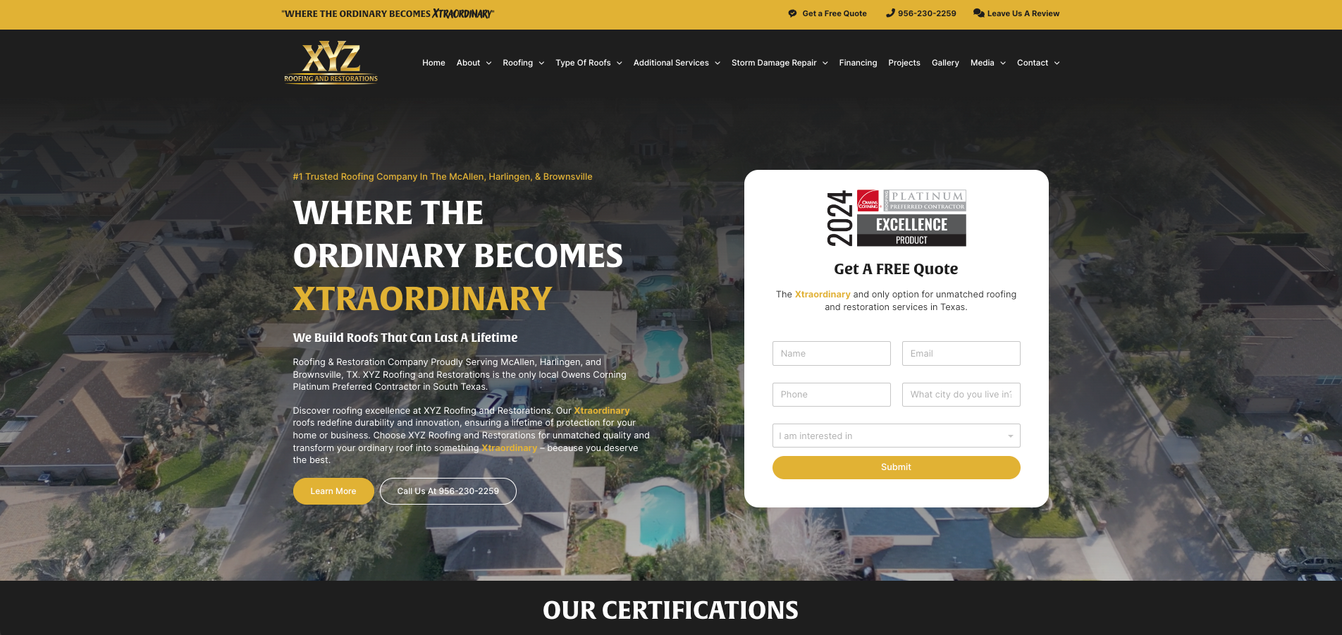 A screenshot of a website that says where the ordinary becomes extraordinary