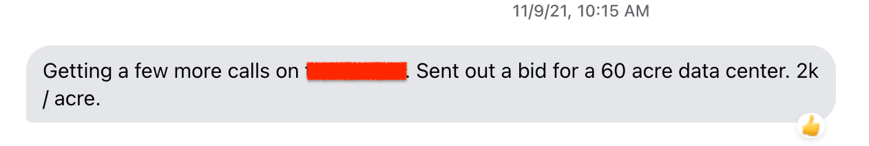 A message sent for a land clearing lead.