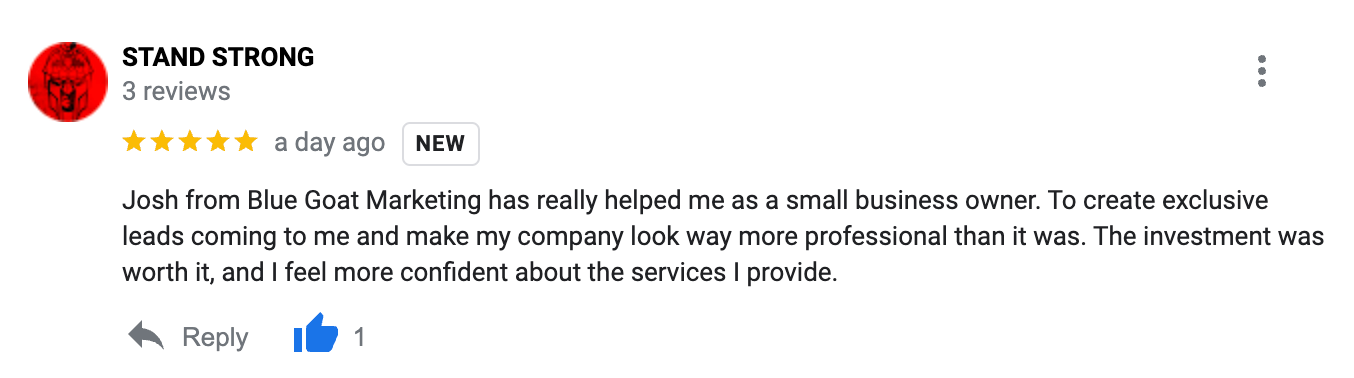 A google review for a company called tady house
