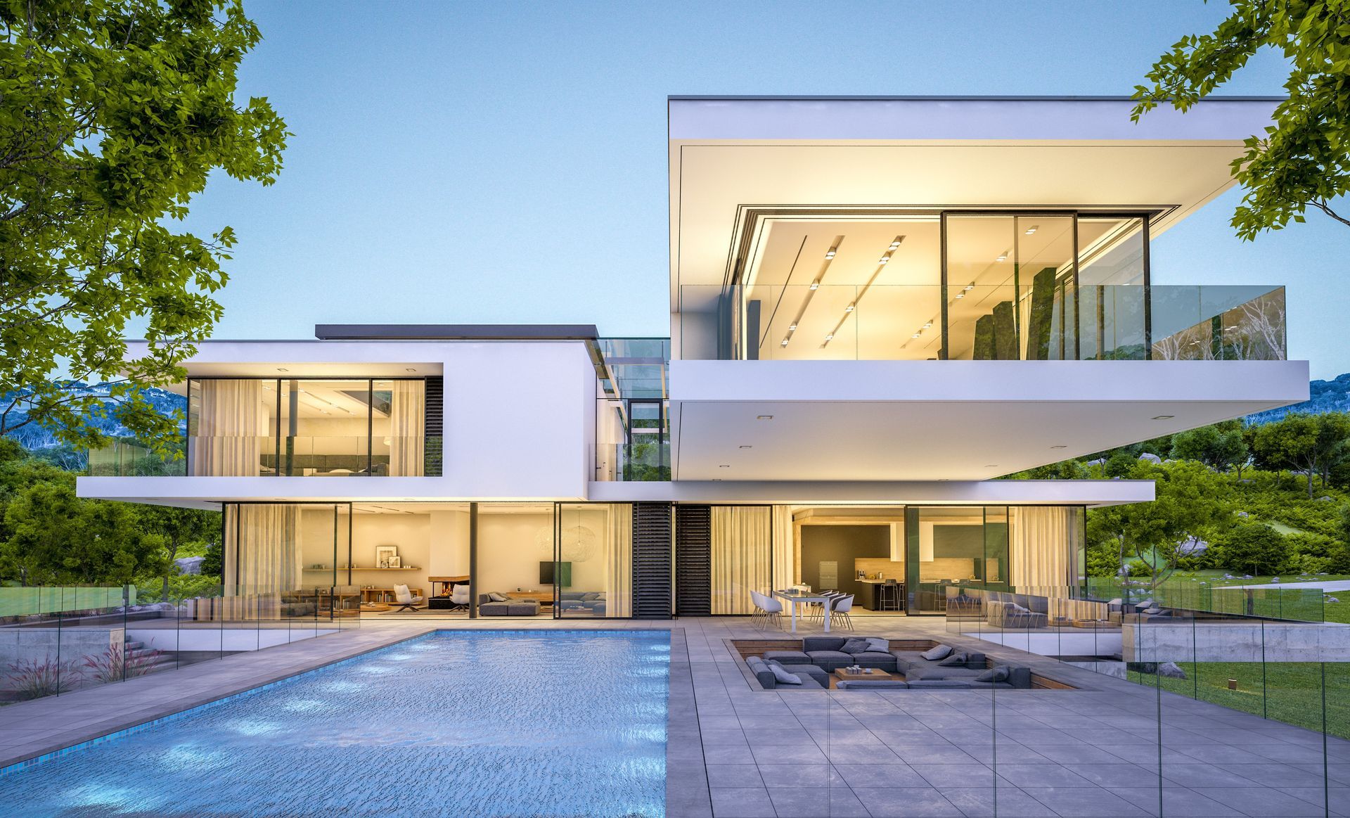 A custom-built luxury house in the suburbs, showcasing custom home building design.