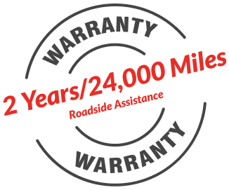 A warranty stamp that says 2 years / 24,000 miles roadside assistance