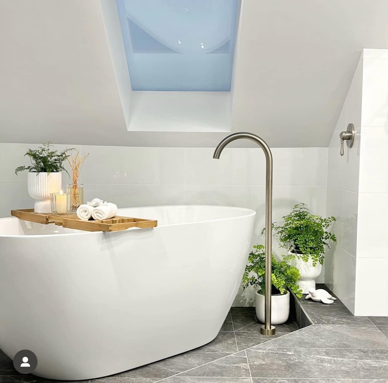 Freestanding Bathrub with Water Faucet Extending From the Floor — Medowie Plumbing & Gas In Medowie, NSW