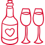 Icône de vin et verres