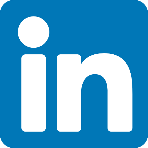 A blue and white linkedin logo on a white background