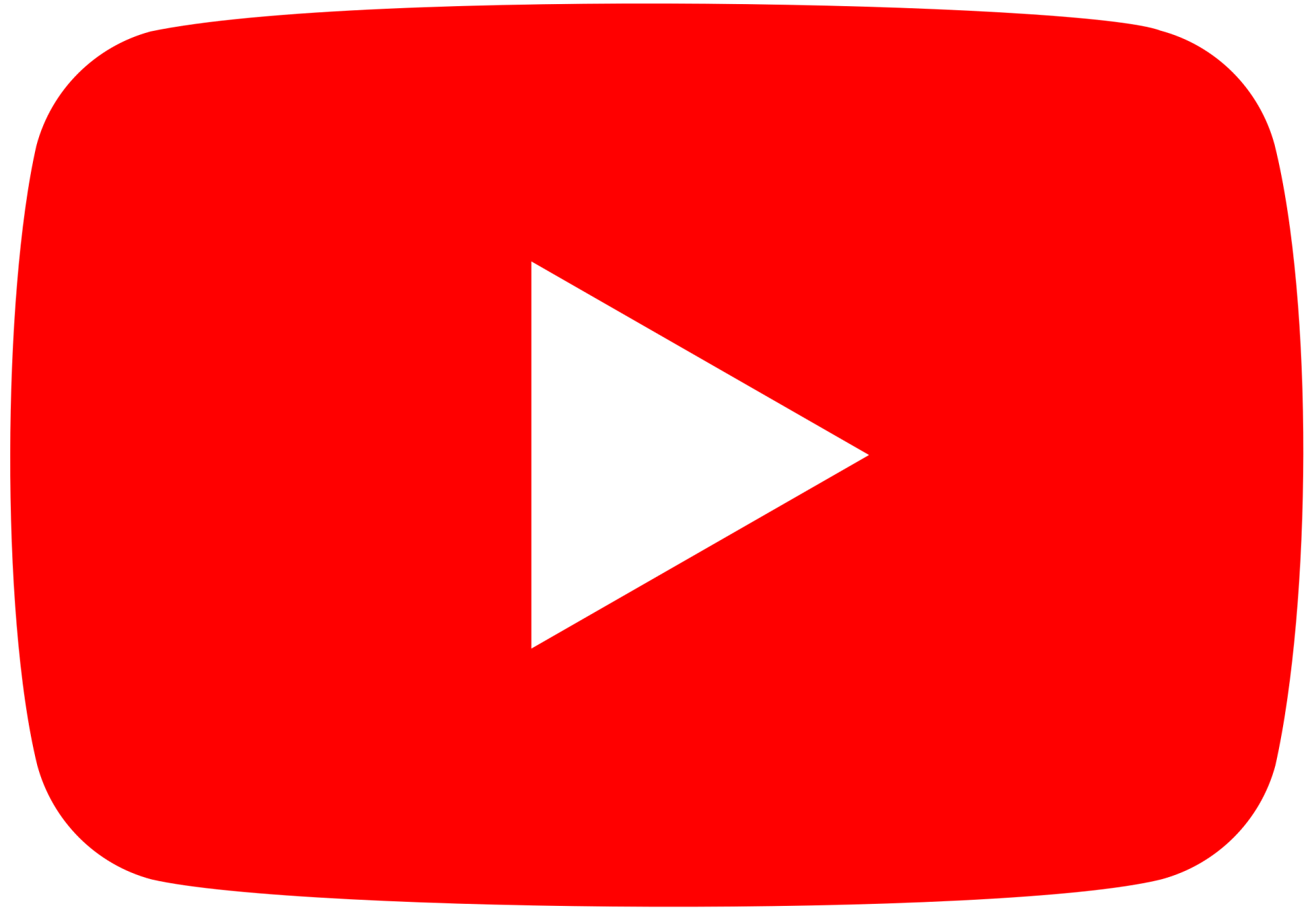 A red youtube logo with a white play button on a white background.