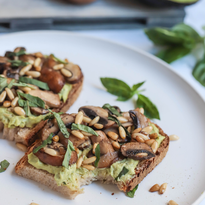 Creamy Avocado Toast with Garlic Mushrooms