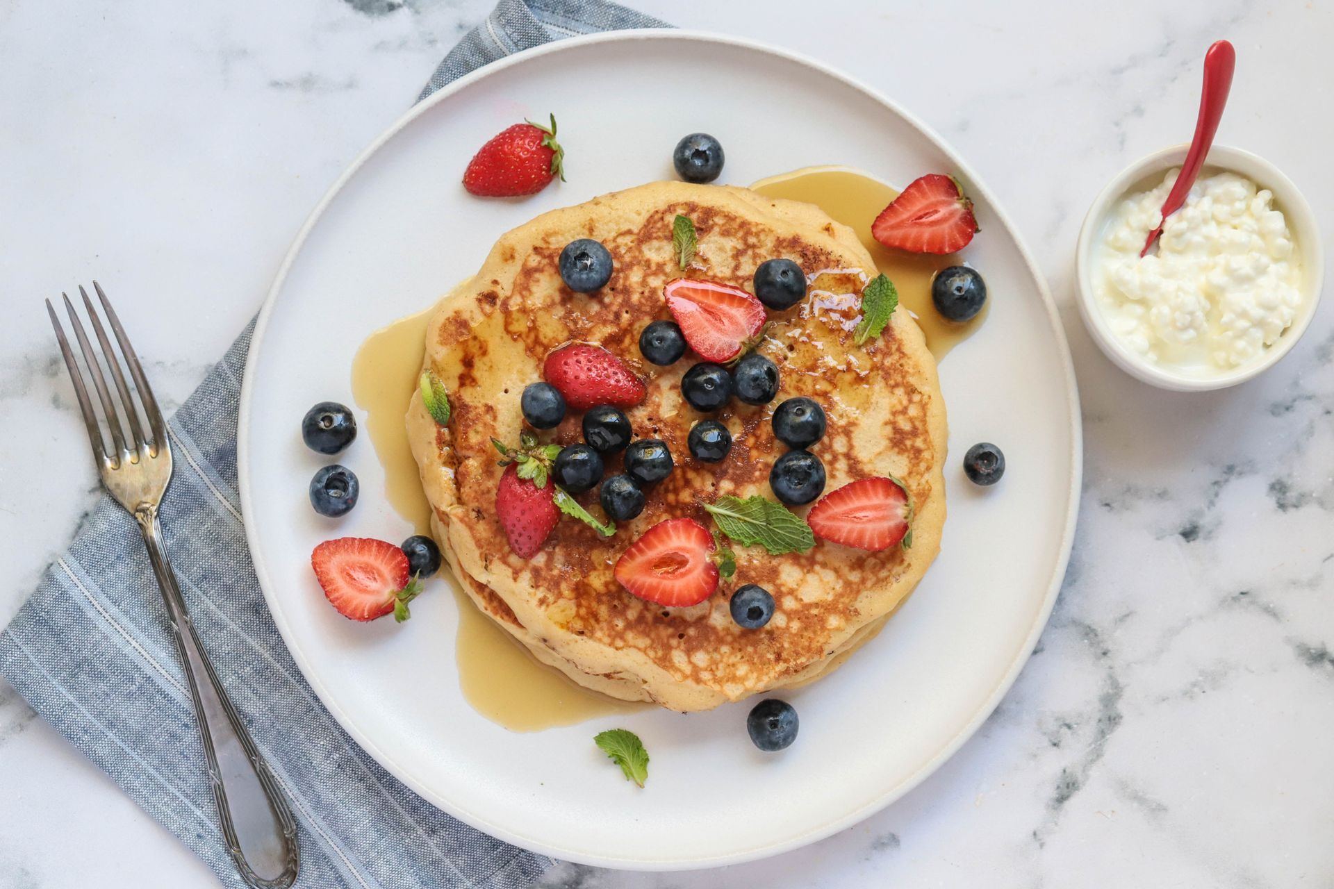 Fluffy cottage cheese pancakes