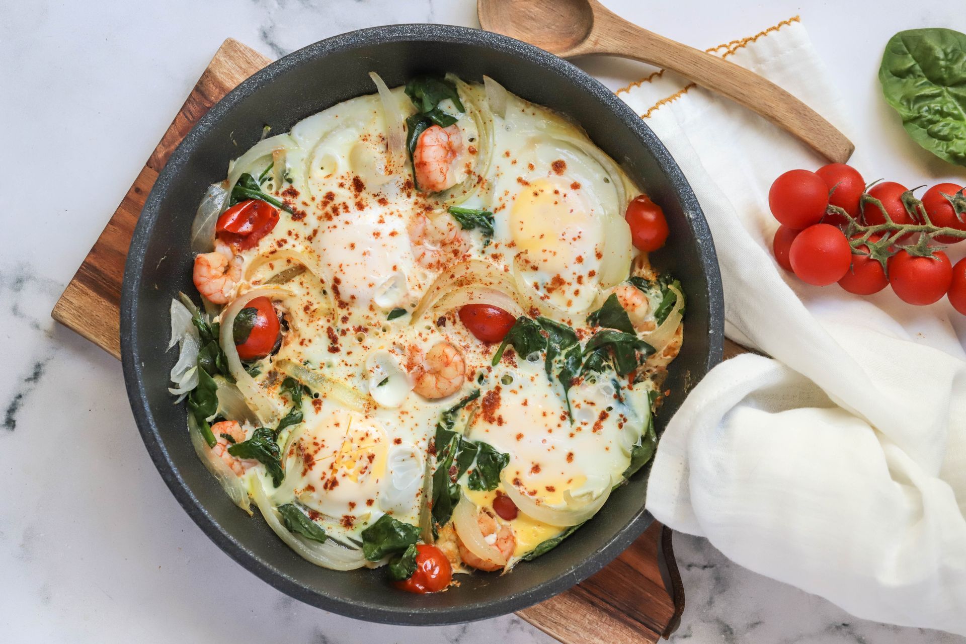 Protein packed shrimp & egg skillet