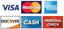 A collage of logos for visa mastercard discover cash and personal check
