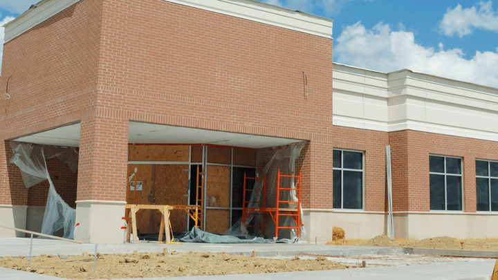 commercial masonry construction with red brick