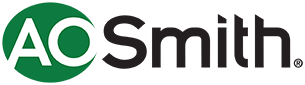 AO Smith logo: green circle with "AO" and black "Smith" text.