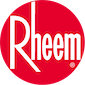 Rheem logo: White "Rheem" text inside a red circle.