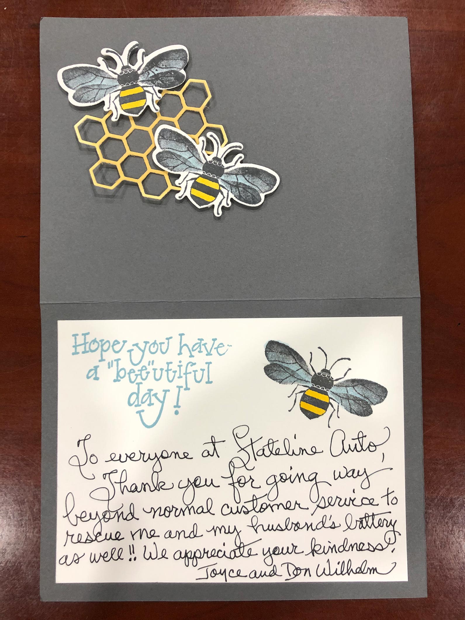 Letter on Table — Oxford, OH — Stateline Auto Body