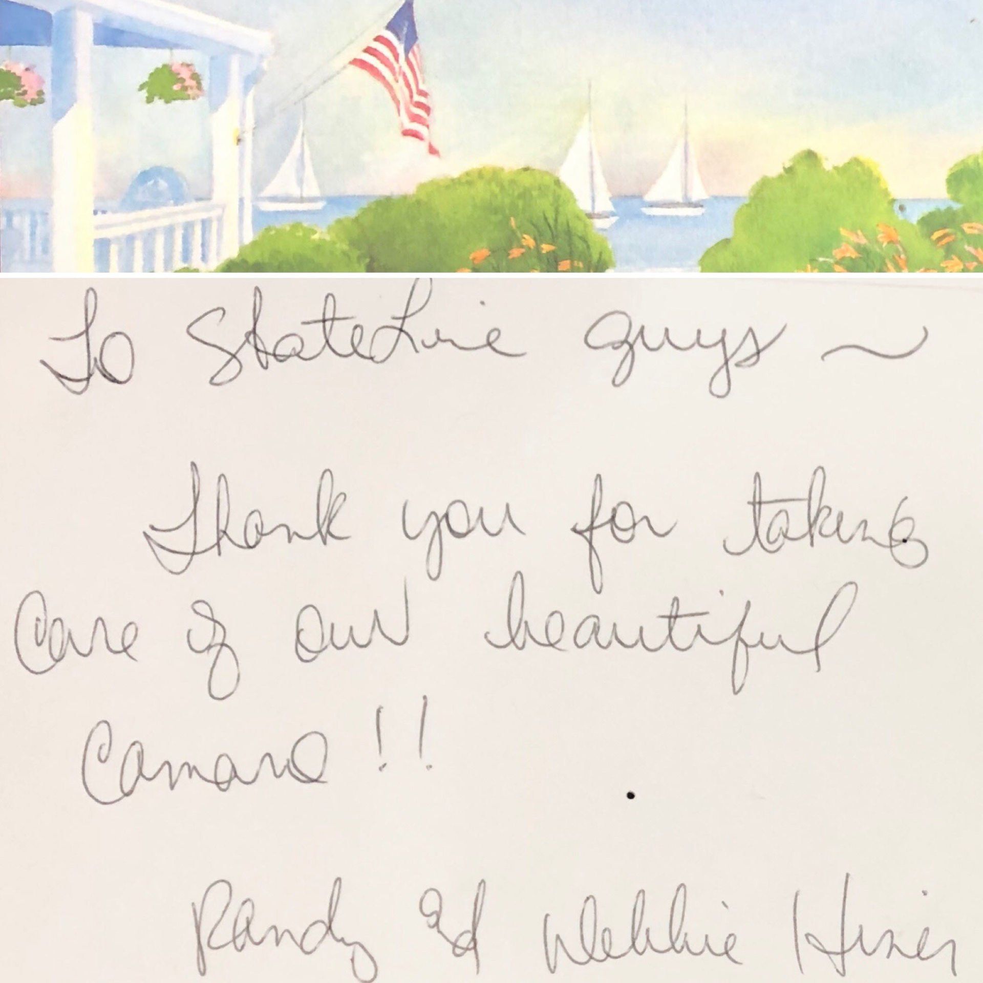 Thank You Letter — Oxford, OH — Stateline Auto Body