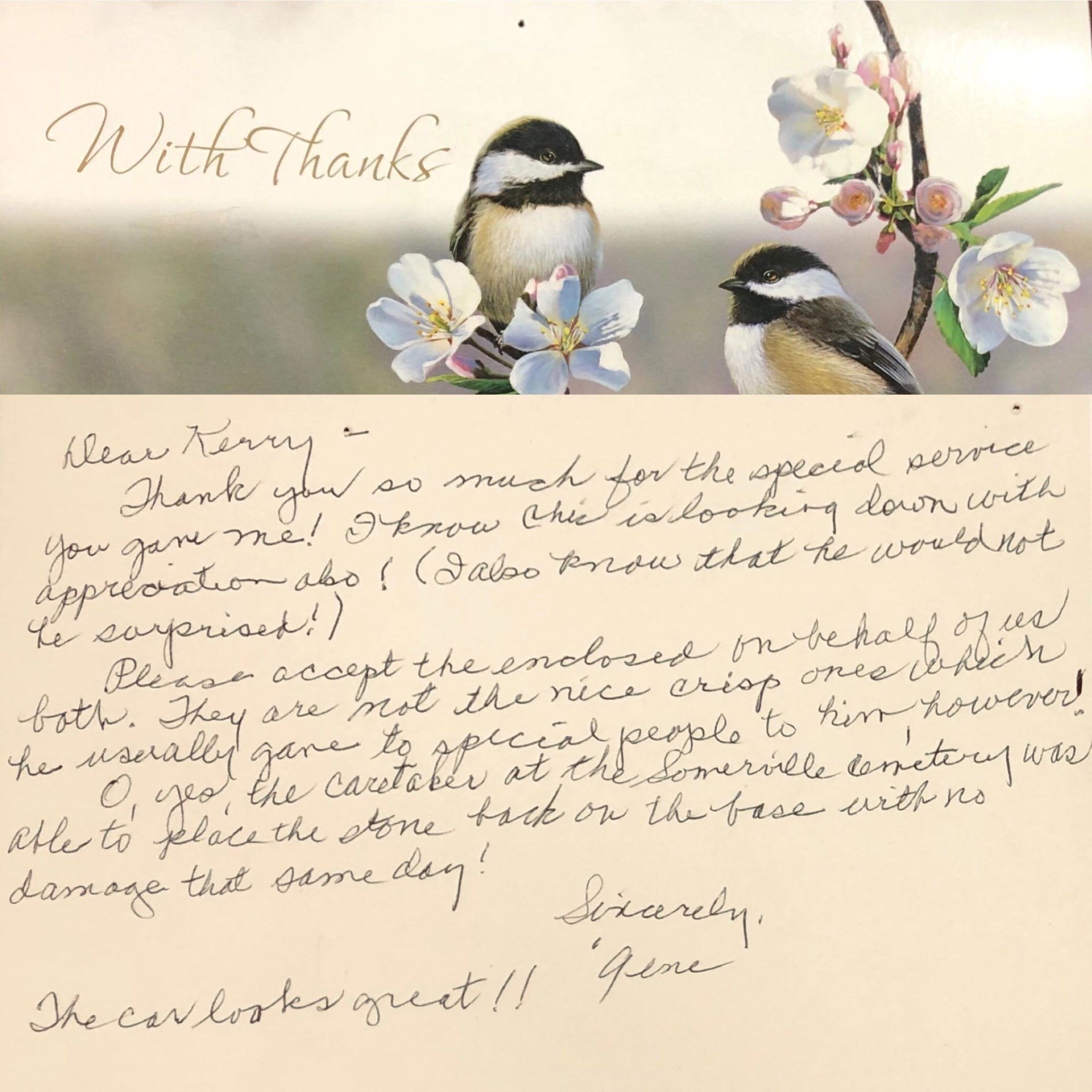 Handwritten Letter — Oxford, OH — Stateline Auto Body