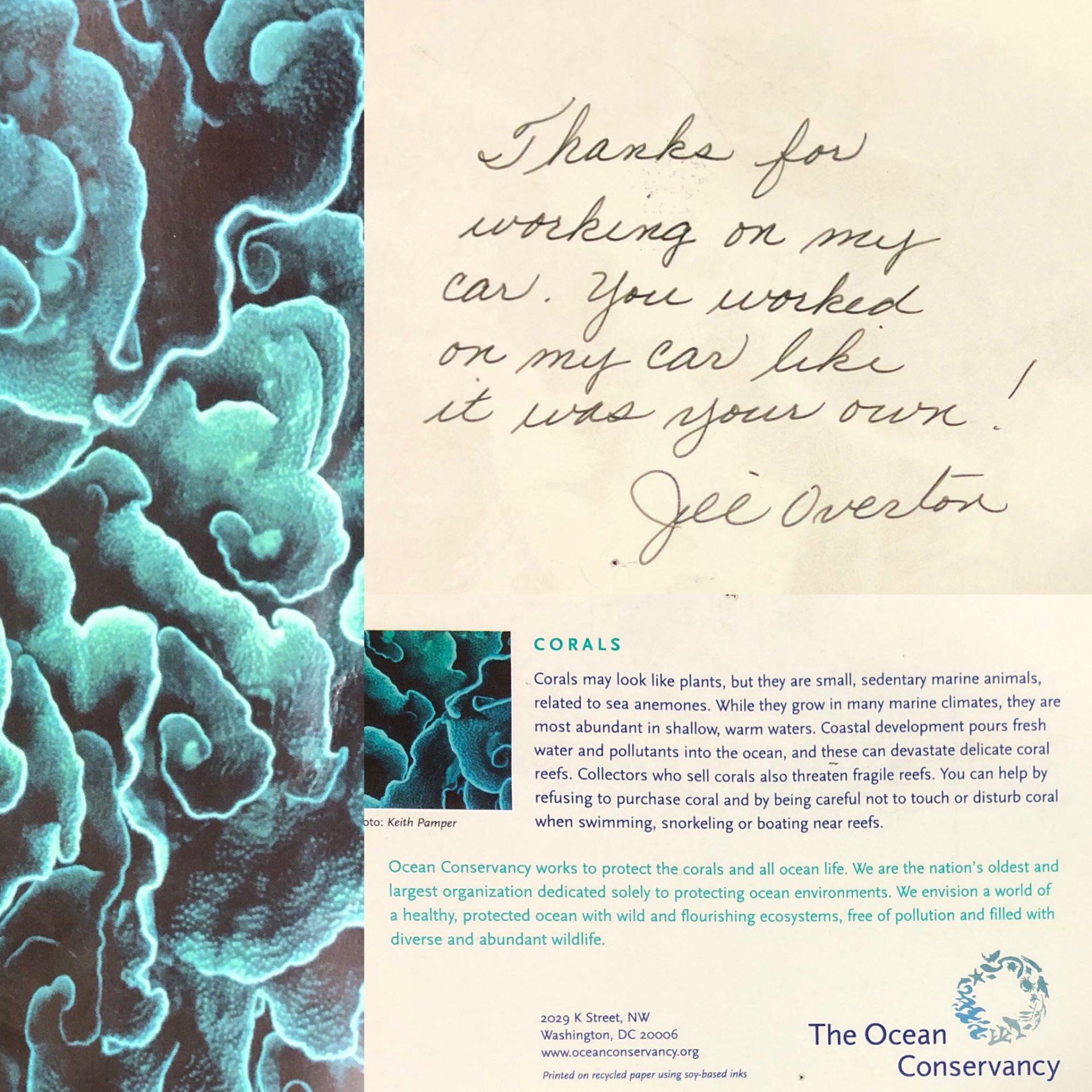 Letter from The Ocean Conservancy — Oxford, OH — Stateline Auto Body