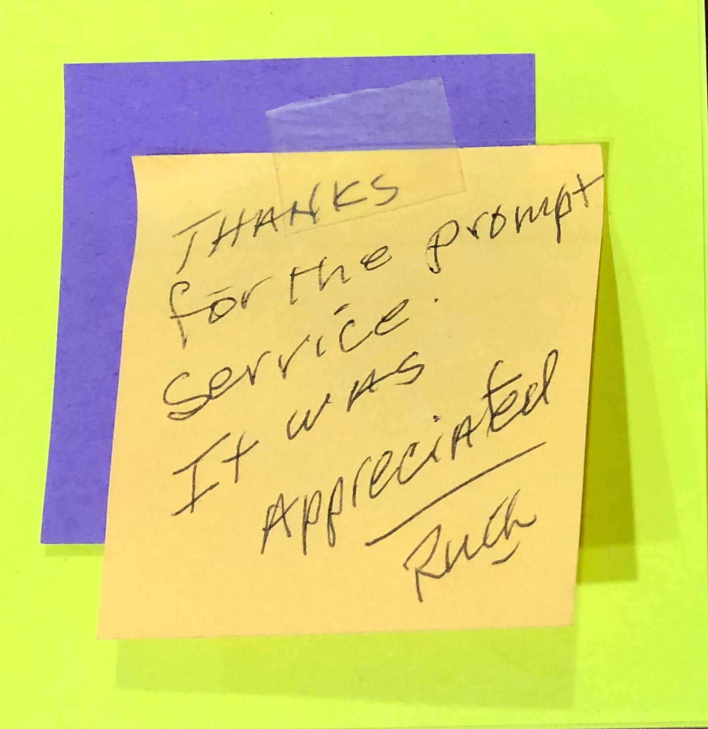 Message on Sticky Note — Oxford, OH — Stateline Auto Body